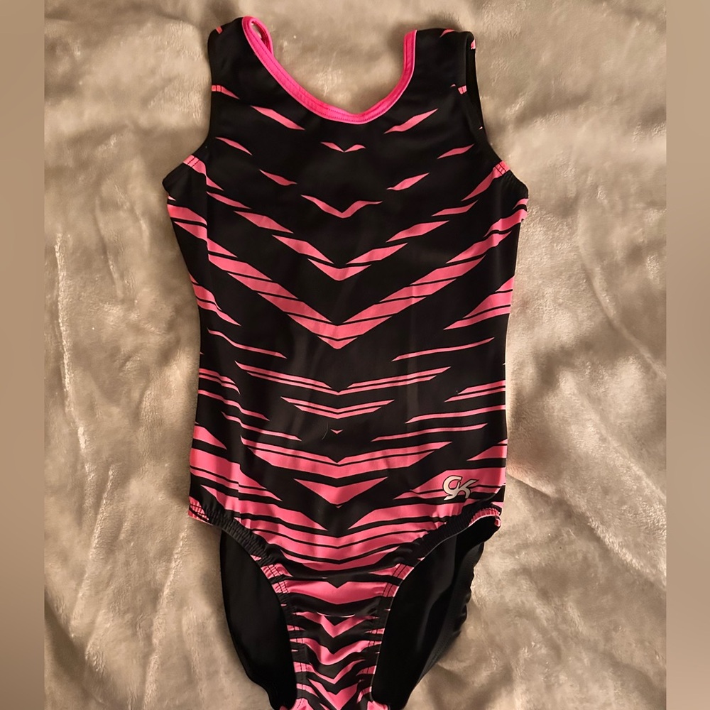 Black and Pink striped Gymnastics Leotard